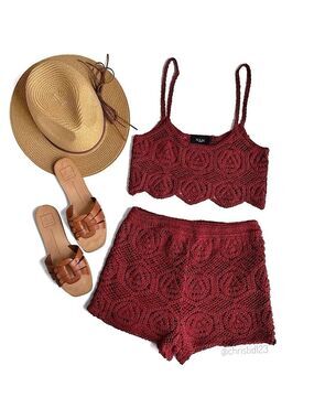 MAAC London Crochet Crop Top & Shorts Set